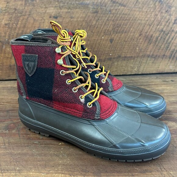 Polo Ralph Lauren Men's Claus Buffalo Check Lace-Up Boot 10